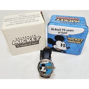 Disney Mickey Mouse 75 Years of Fun Comic Strip Commemorative Watch With Tin NIB